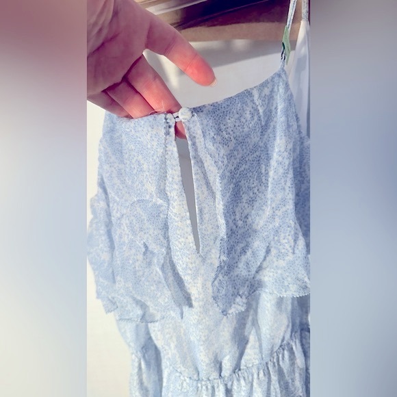 Joie 100% Silk Blue Floral Tiered Top Spaghetti Strap Dress - Picture 4 of 11